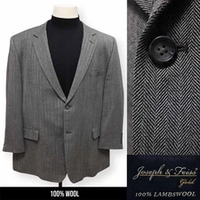JOSEPH & FEISS mens gray HERRINGBONE 100% WOOL sport coat jacket blazer 52 R