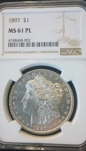 1897 Morgan Silver Dollar NGC MS61 PL Proof Like!