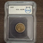 1929 Gold Indian Head $2 1/2 ICG-AU58