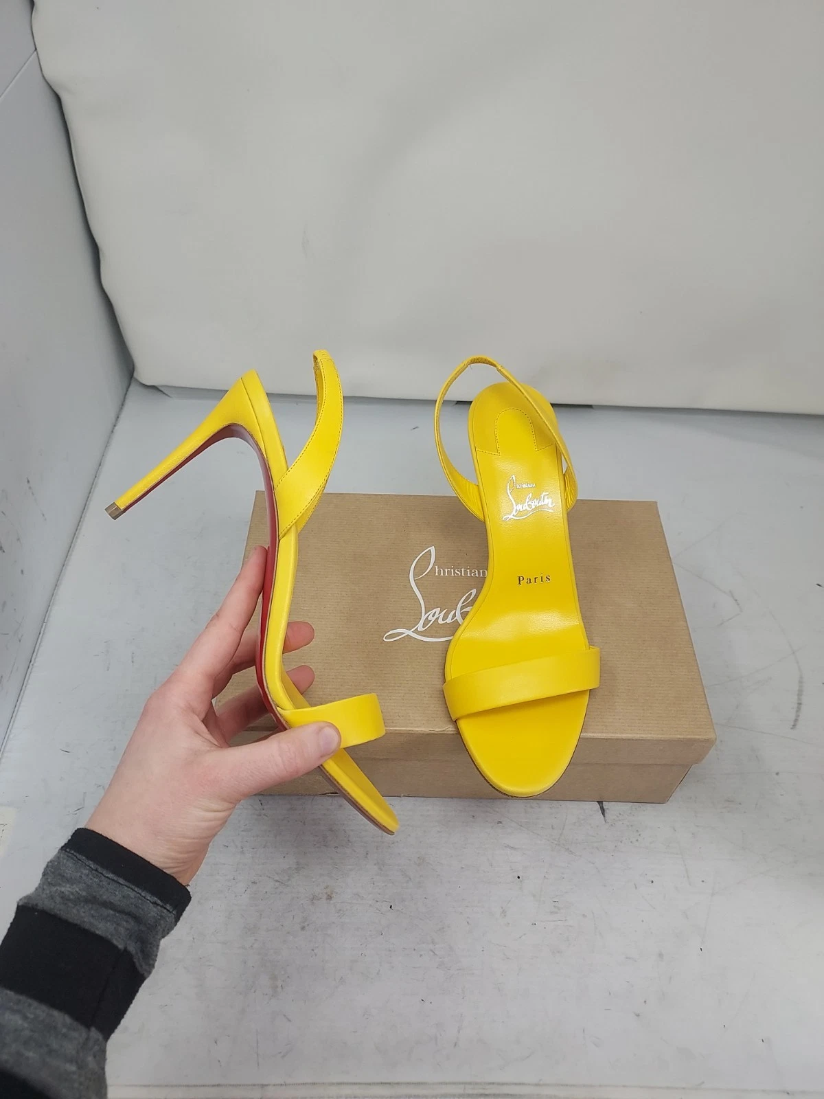 Christian Louboutin — Christian Louboutin EU 40 US 10 NEW O Marylin Leather Yellow Strappy Heel Sandal