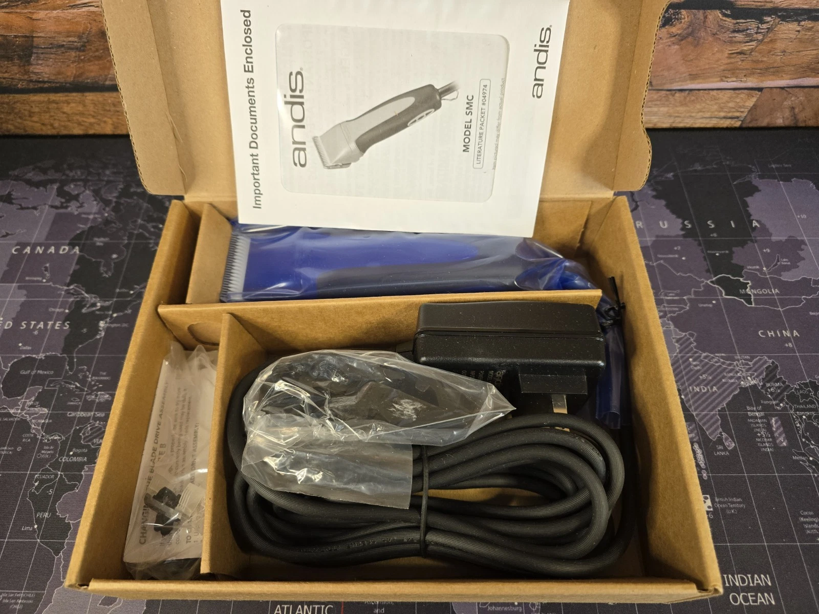 New! Andis ProClip Excel 5-Speed Detachable Blade Pet Clippers - Blue