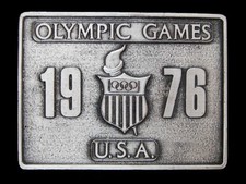 NF09128 NOS VINTAGE 1976 OLYMPIC GAMES U.S.A. SPORTS PEWTER BERGAMOT BUCKLE