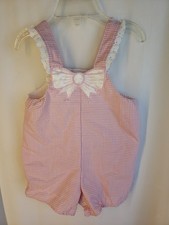 Vintage Carter's Baby Girl Pink Overalls Romper Sunsuit Bow Gingham 6mo