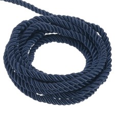 Garniture de cordon torsadé, fil de corde tressé en ficelle 3 plis 11 yards 3 mm, bleu marine