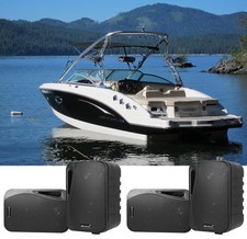  4 Rockville HP4S Black 4" Marine Box Speakers with Swivel Bracket For Boats
