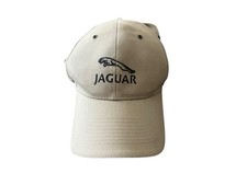Vintage Jaguar Hat Automotive Britain Adjustable Cap Canvas Tan Logo Car Racing