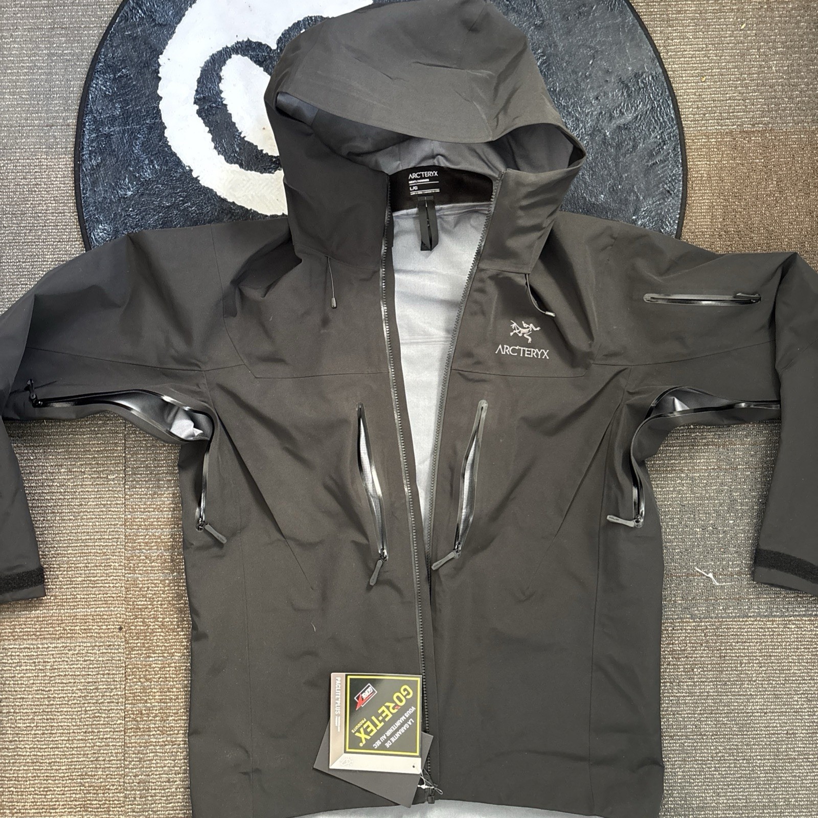 Arc'teryx Water Resistant GORE-TEX Pro Men's Black Rain Jacket Size L thumbnail 9