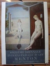 DELVAUX*AFFICHE D'ART* 11ième BIENNALE* INTERNATIONALE*ART*1976*MUSÉE* VINTAGE 