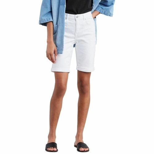 Levis Nuevo Mujer Blanco Bordado lado Bermudas Pantalones De Mezclilla 26  Theodore | eBay