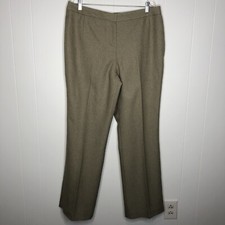 Larry Levine Classics Pants Women's Size 16 Tan Herringbone Flare Leg Lined