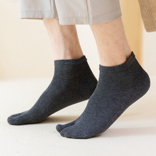 Men Ankle Socks Split Sandals Two Toe Flip Flop Low Cut Socks Solid Color - Picture 7 of 17