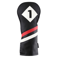 Majek Retro Golf 1 Driver Headcover Black Red White Vintage Leather Style