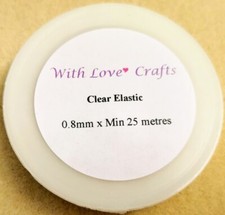 Clear Stretchy Elastic Beading Cord - min 25m x 0.8mm Excellent for Heavy Beads