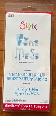 Sizzix Sizzlits 9 Dies Alphabet Set Fine Mess Uppercase & Lowercase 655108
