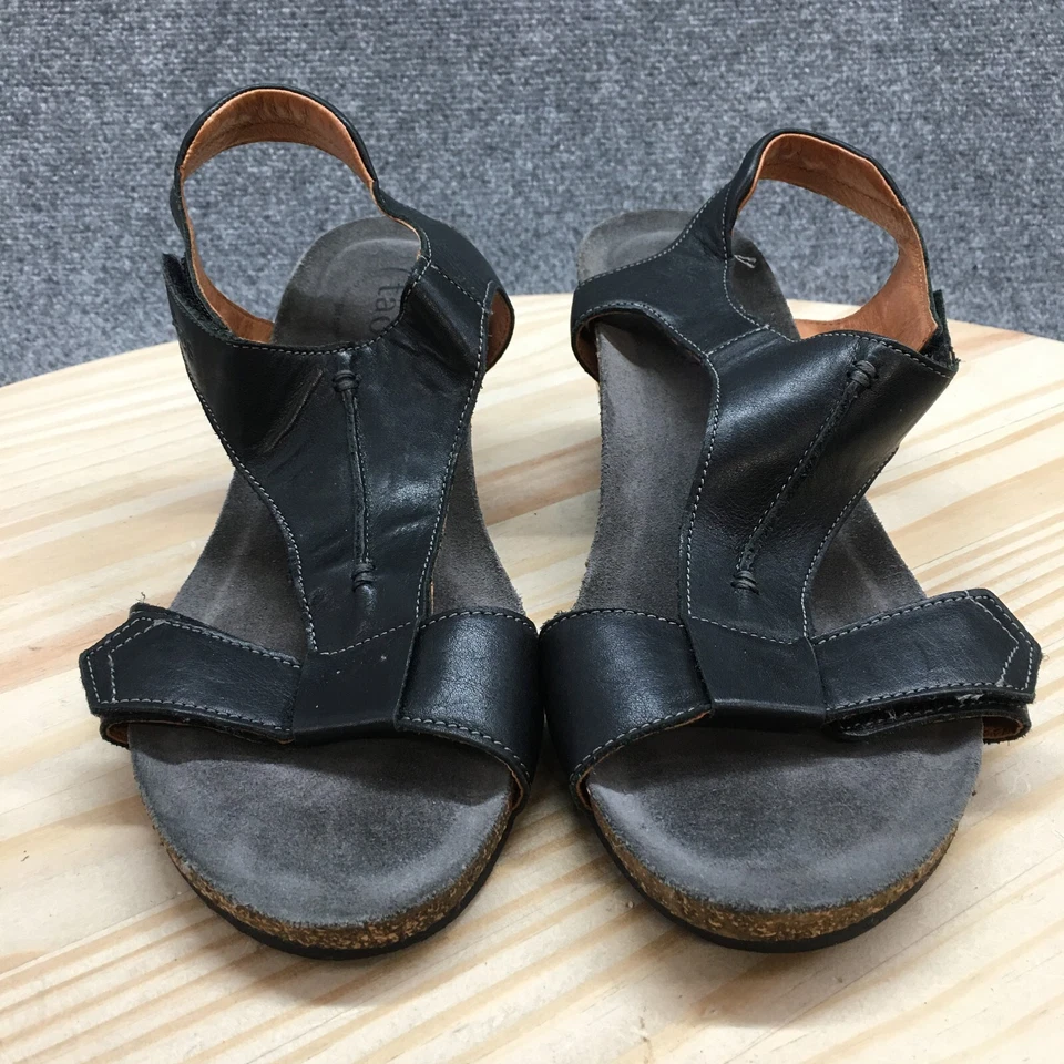 Sandalias Taos para mujer 42 Sheila 2 Gladiador negras informales gancho y bucle tacones de cuña Foto 4 de 4