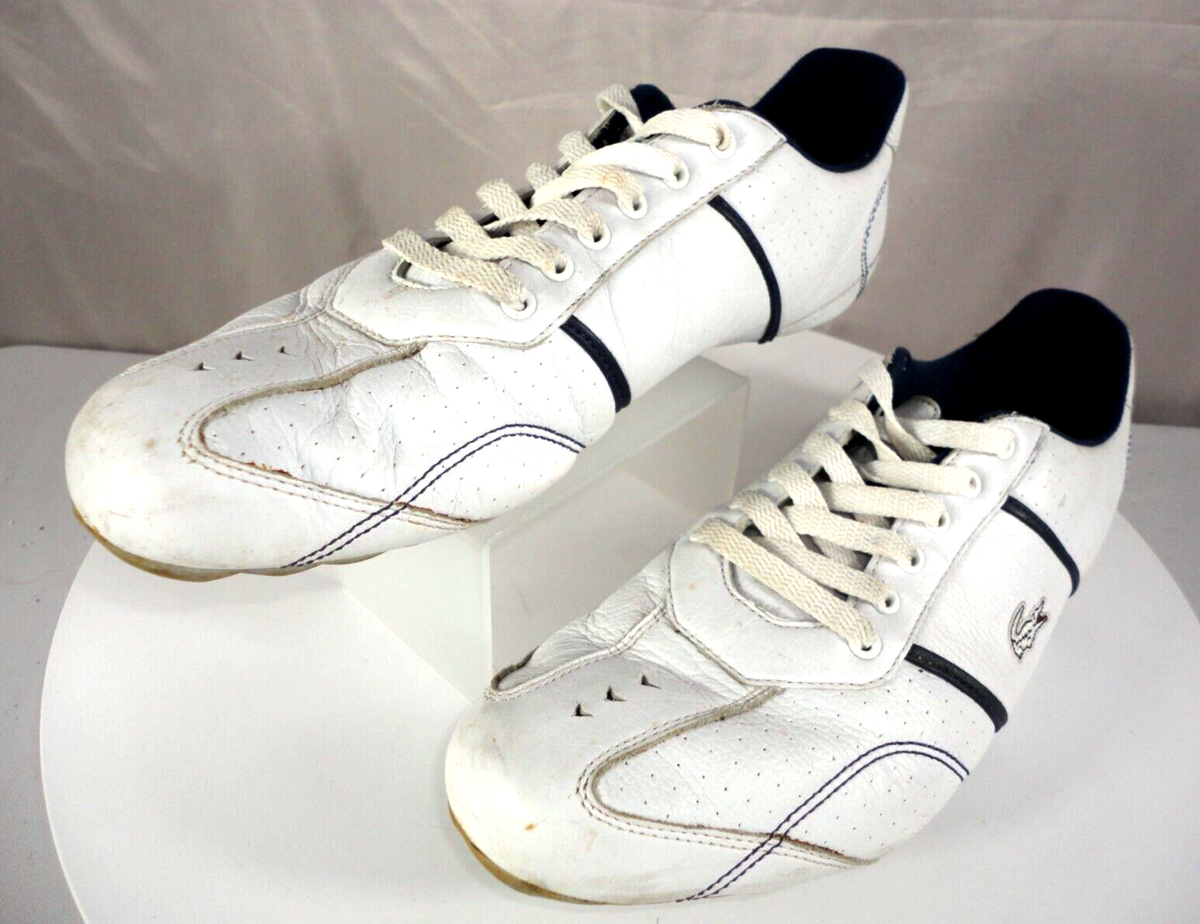 Lacoste Sport Tennis Shoes White Lace up Leather Sneakers Men's Size