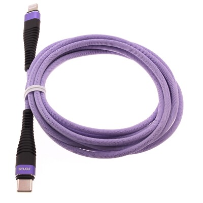 USB-C Purple 6ft PD Cable Long Cord Fast Charger Power Wire for Cell Phones