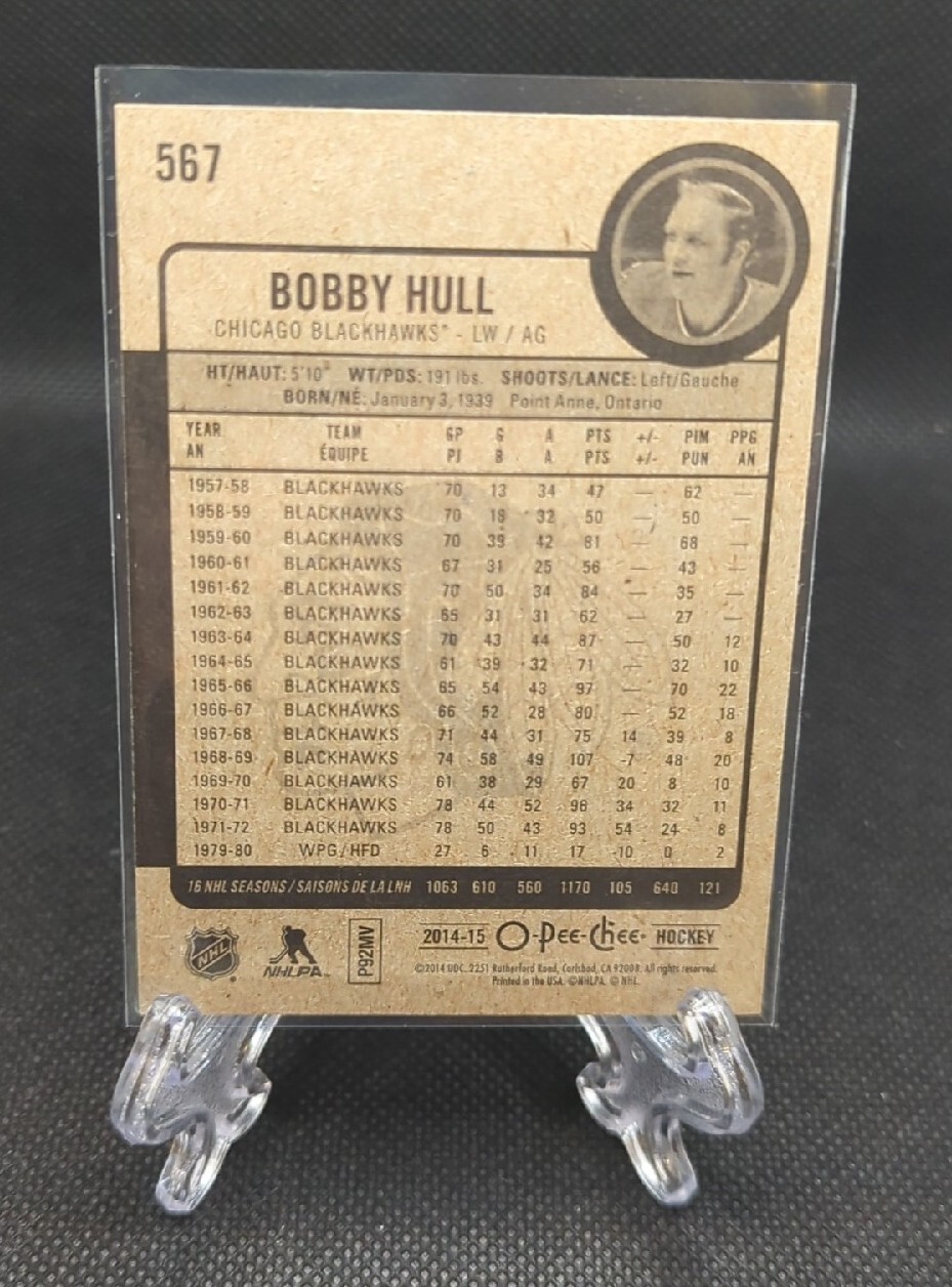 2014-15 O-Pee-Chee Chicago Blackhawks Hockey Card #567 Bobby Hull - Picture 2 of 2