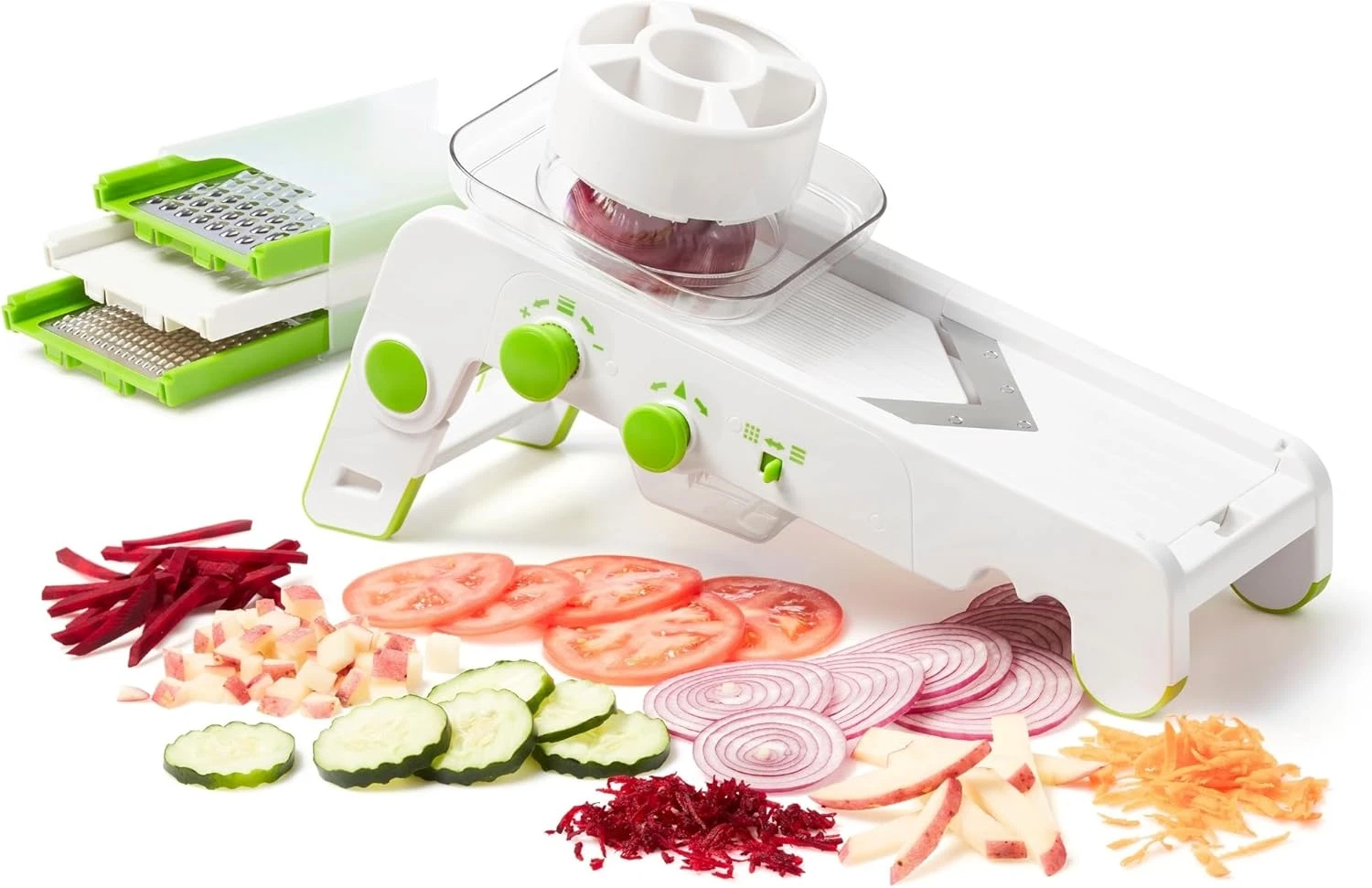 Cubing Pro Mandoline Slicer - 4 Blades, 10 Thickness Settings & Storage Box