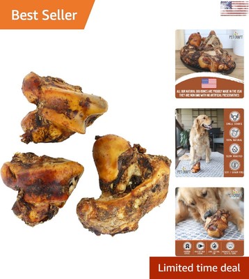All Natural Premium Beef Femur Knuckle Bones - Long Lasting Rawhide Free - 3
