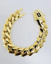 Real Miami Cuban Royal Link Bracelet Box Clasp 17mm 10K Yellow Gold 26.90 gms 9"