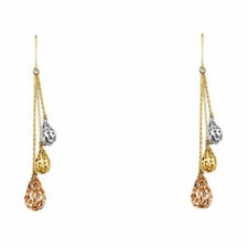 Real 14K Yellow, Rose  White Gold Hanging Earrings Girls Womens Girls