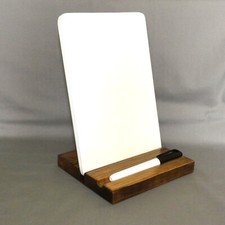 Desktop Whiteboard With Wood Stand, 6" x 9" Ceramic Dry Erase Message Memo Board
