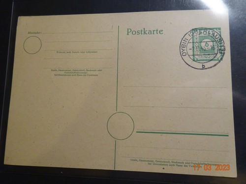 SBZ Ganzsache P8a Ziffer gestempelt 2.11.45