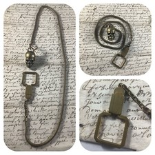 brass memento mori pocket watch chain with skull fob