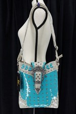 Cowgirl Trendy NWT Western Metal Trim Buckle Rhinestone Crossbody Bag Size L