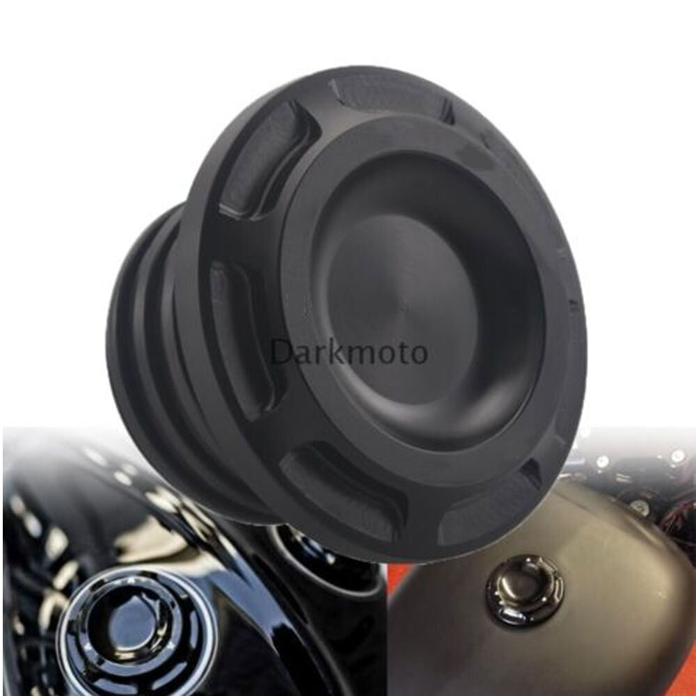 Black Fuel Tank Gas Cap Cover For Harley Sportster Touring Softail – Trichtu Mount, Aluminum, 60-Day Warranty