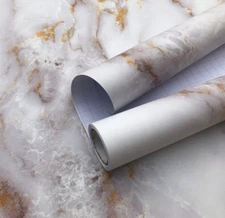 Adhesive Marble Contact Paper White Gold Countertop Cabinet Bathroom Wallpaper