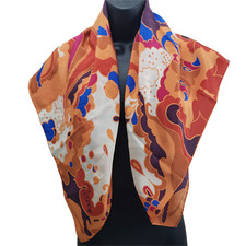 Diane Von Furstenberg Women's Scarf Silk Orange Mid Century Modern Motif 33/33"