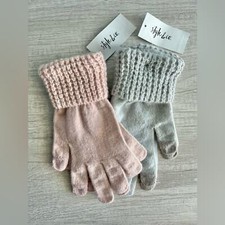 Style  Co Women's Faux-Fur Pom Pom Waffle-Knit Gloves - 2 Pair