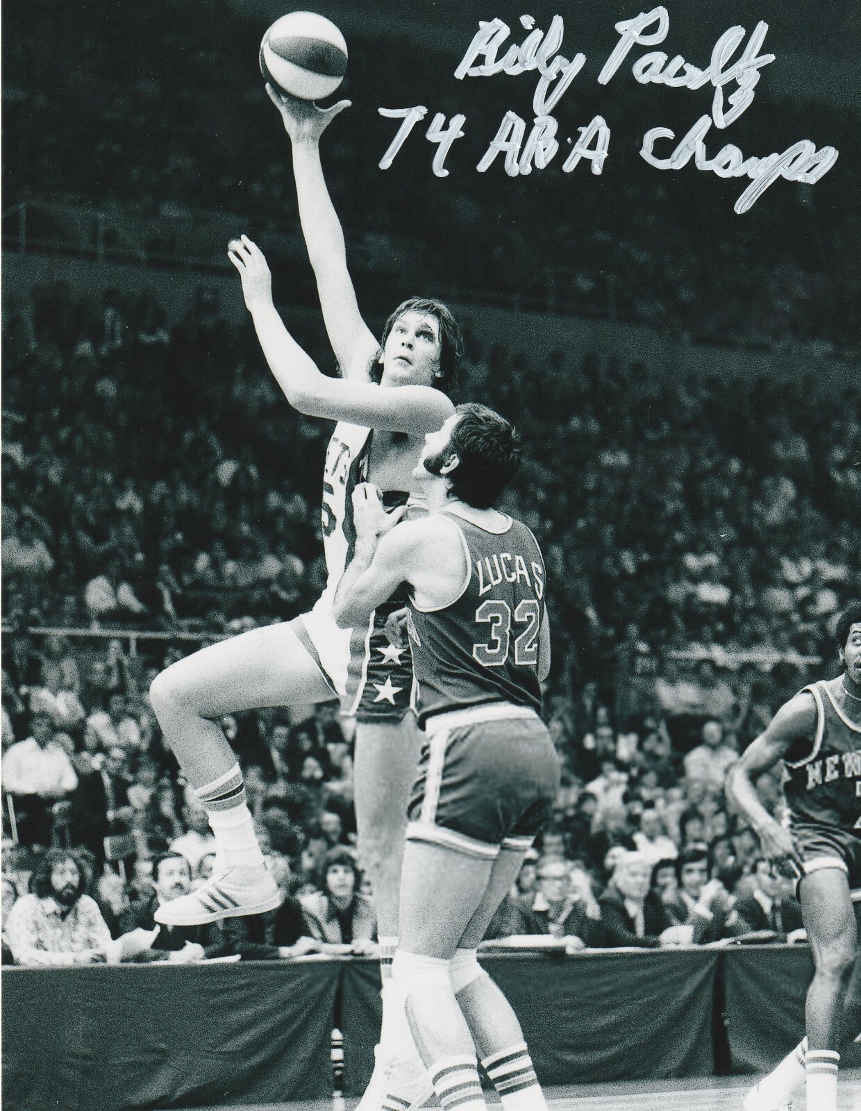 BILLY PAULTZ NEW JERSEY NETS 74 ABA CHAMPS ACTION SIGNED 8x10 