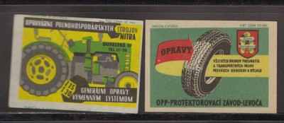 MATCHBOX ETIKETTEN TSCHECHOSLOWAKEI - Auto Tankstellen x2 verschiedene.-**