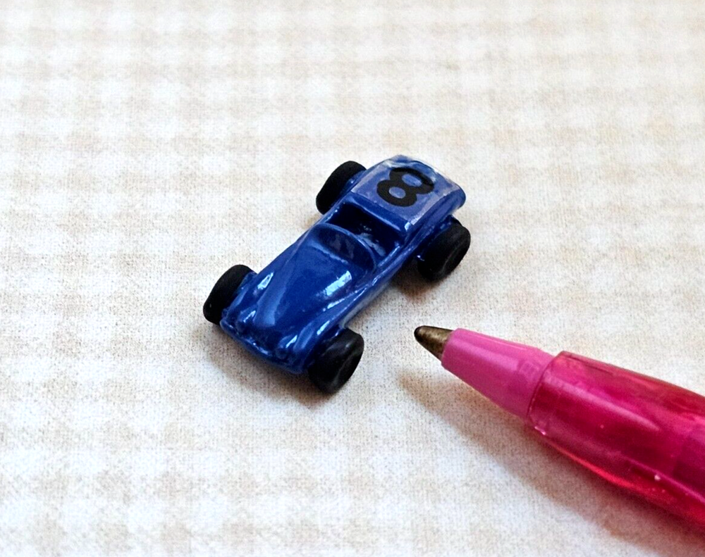 Miniature MM Cast Metal BLUE Toy Race Car, 13/16