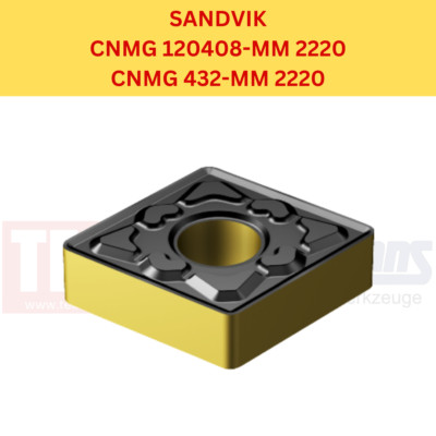 10 x SANDVIK CNMG 120408-MM 2220 Dreh-Wendeplatten für Edelstahl VA