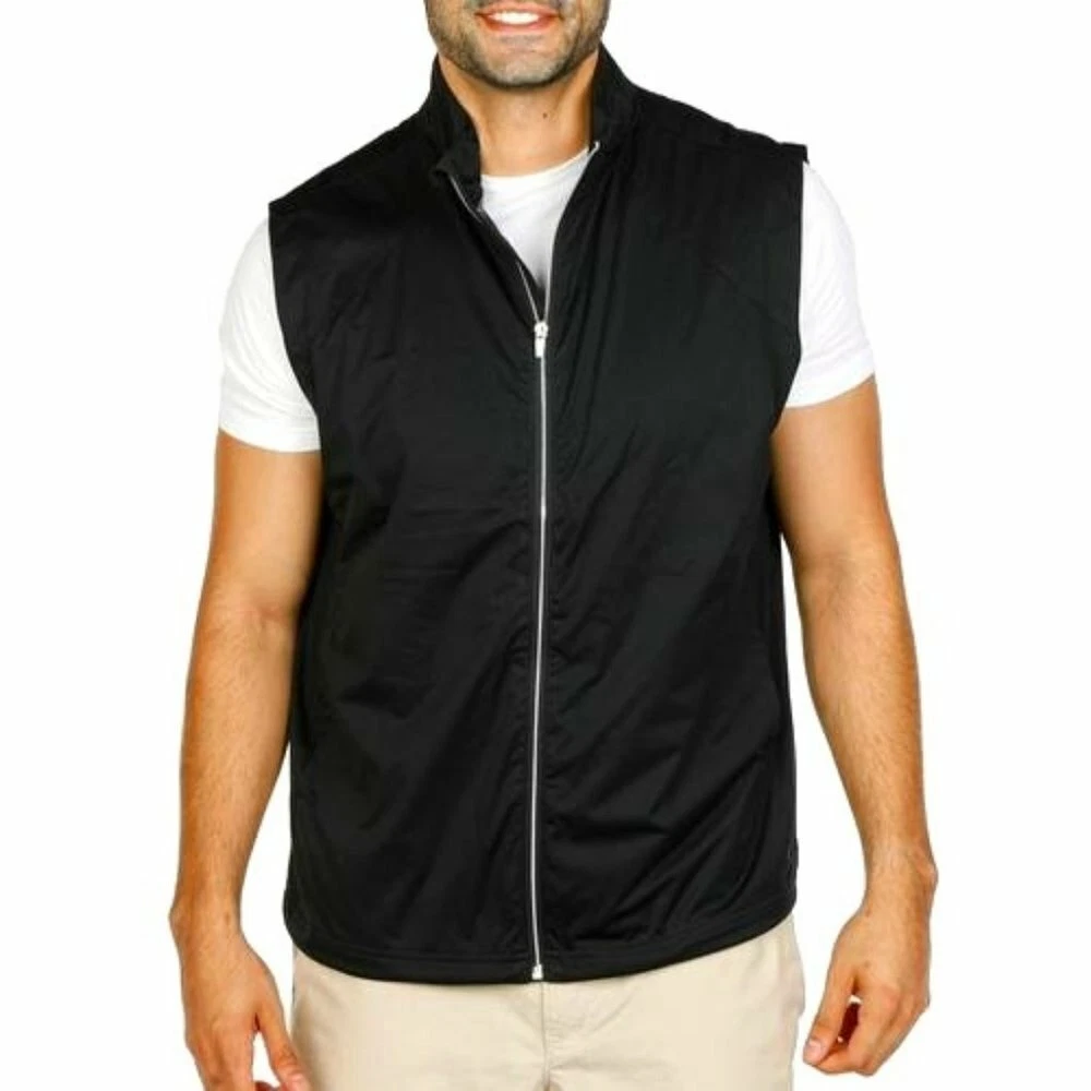 CHASE 54 mens size S GOLF VEST zip up sport light jacket stretch shirt black new