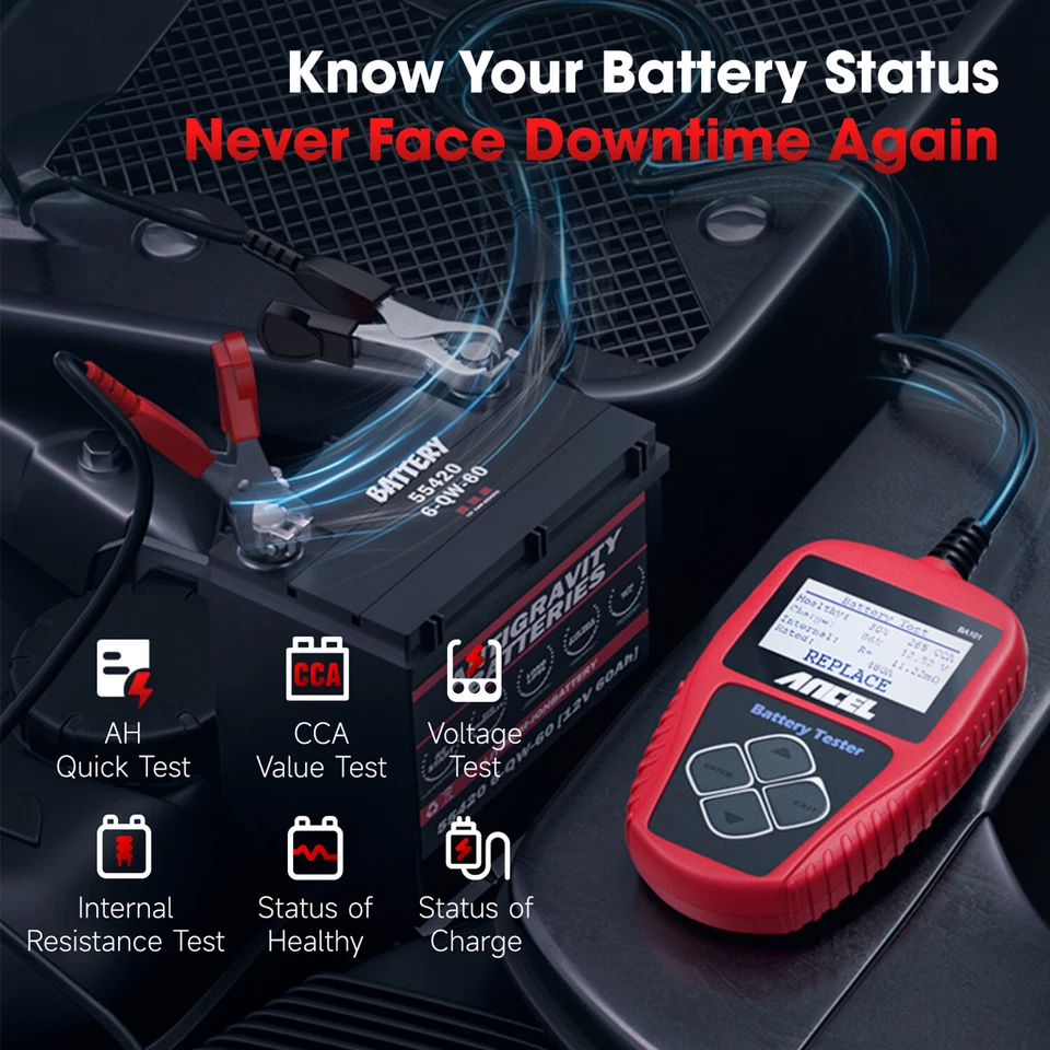 Ancel BA101 Car Battery Tester 12V Digital Battery Tester Analyzer 100 2000CCA - Image 2 of 4