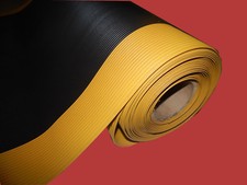  Ribbed Corrugated Rubber Runners Mat 3' width Yellow Border 1/8 thick