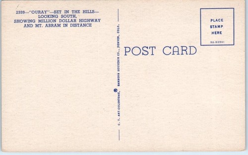 "OURAY" Million Dollar Highway MT. ABRAMS Colorado CO linen - Postcard - Picture 2 of 2
