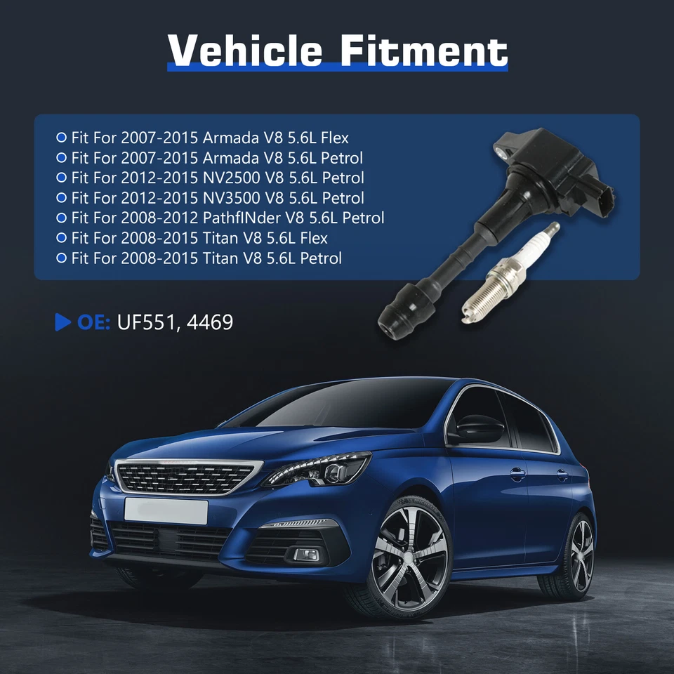 Bobinas de ignição 8 peças UF551 e vela de ignição de irídio para 2008-2012 Nissan Pathfinder - Imagem 2 de 4