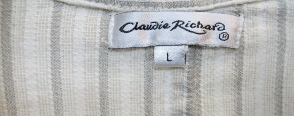 Chaqueta Blazer Claudia Richard Mujer Grande Algodón Crema Beige Floral Bordado Foto 4 de 4