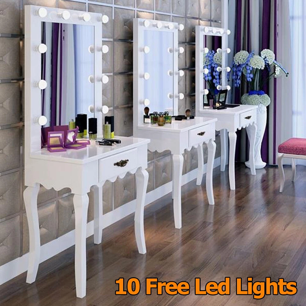 Wooden dressing table mirror with lights online