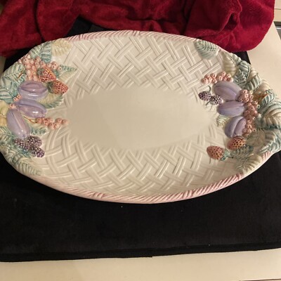 Extra Large Fruit Embossed Serving Platter Made in Portugal 19''L x 13.5W x 1.75H