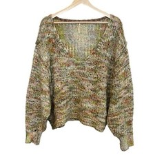 Free People Highland V Neck Oversized Sweater Size S Slouchy Chunky Space Knit