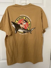 New Men's Bimini Bahamas Bull Run Big Game Shark Crew Graphic TShirt Large L