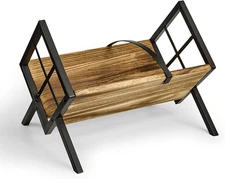 Vinyl Record Holder Rack Wood Steel LP Storage 100 Albums Books Magazines Retro