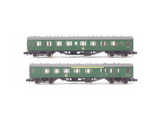 2 x GRAHAM FARISH 0683 / 0693 N GAUGE BR GREEN MK1 COACHES
